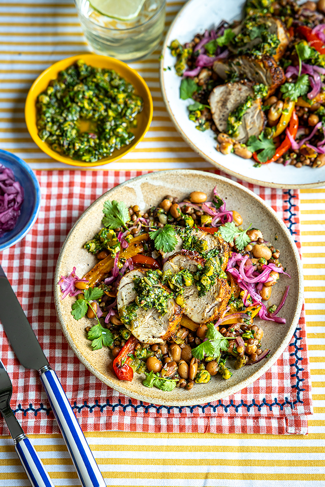 Blackened Citrus Pork Bowl with Salsa Verde | DonalSkehan.com