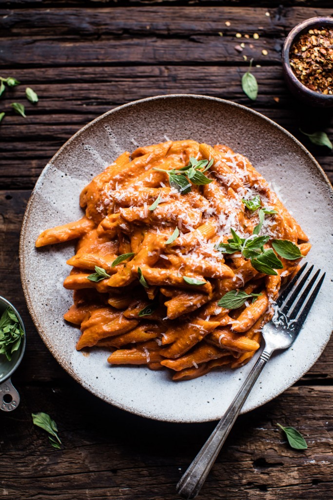 Crockpot Sun-Dried Tomato Penne Alla Vodka | DonalSkehan.com, Tieghan from Half Baked Harvest's take on an Italian pasta classic.