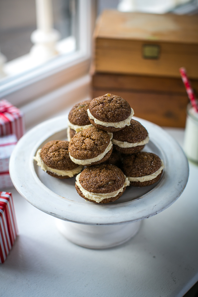 Gingerbread Sandwich Cookies | DonalSkehan.com, These little Christmas cookies are soft, chewy and gently spiced. 