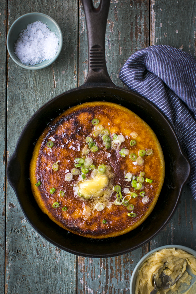 Cornbread with Maple Butter & Spring Onions | DonalSkehan.com, My take on the American Hoecake.