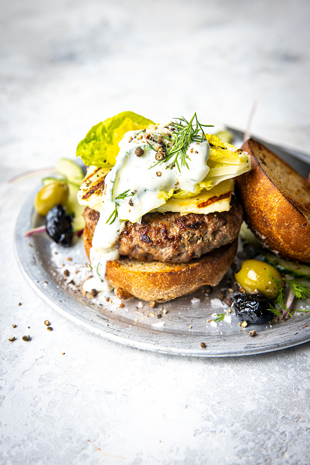 Lamb Burger with Tzatziki & Good Greek Salad | DonalSkehan.com