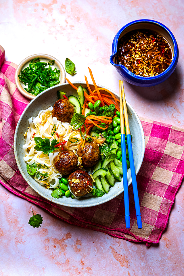 Pork Meatball & Vermicelli Noodle Bowl with Nuoc Cham | DonalSkehan.com