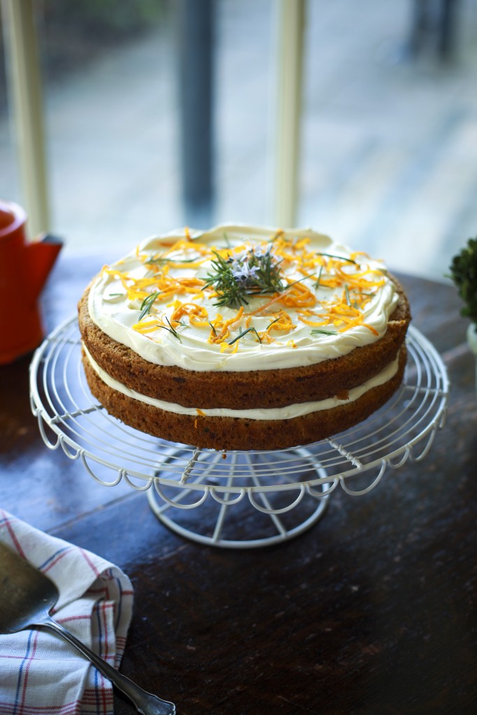 Carrot & Courgette Cake with Rosemary & Orange Crème Fraiche | DonalSkehan.com, A twist on the classic carrot cake. 