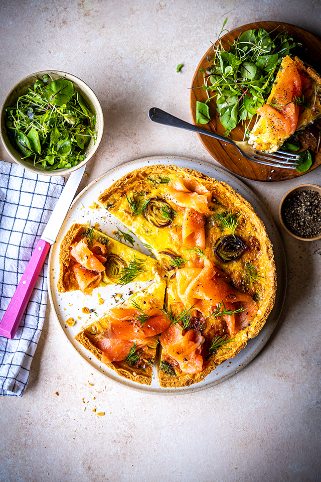 Asparagus, Leek & Gruyère Quiche with Smoked Salmon | DonalSkehan.com