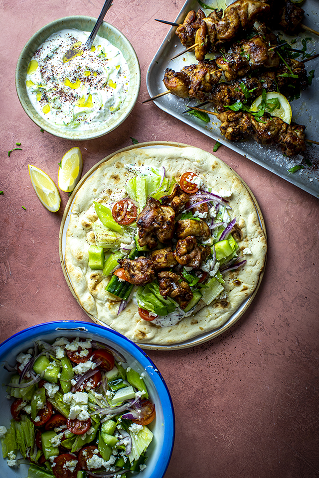 Chicken Shawarma Skewers with Cucumber Garlic Yoghurt | DonalSkehan.com