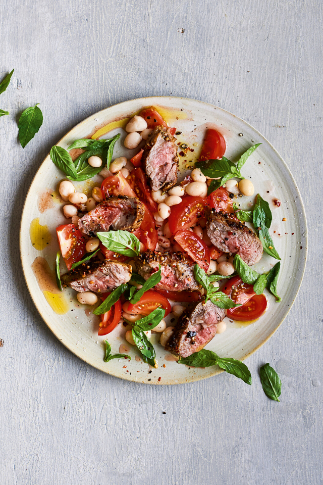 Spice-crusted Lamb with White Bean & Tomato Salad | DonalSkehan.com