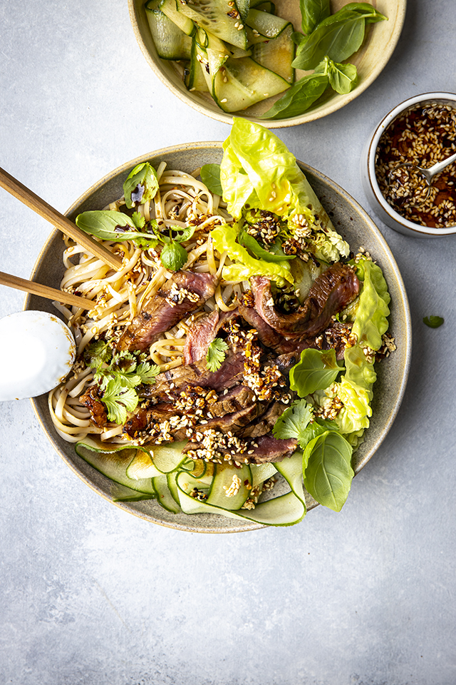 DIY Spicy Soy Steak Noodle Bowls | DonalSkehan.com