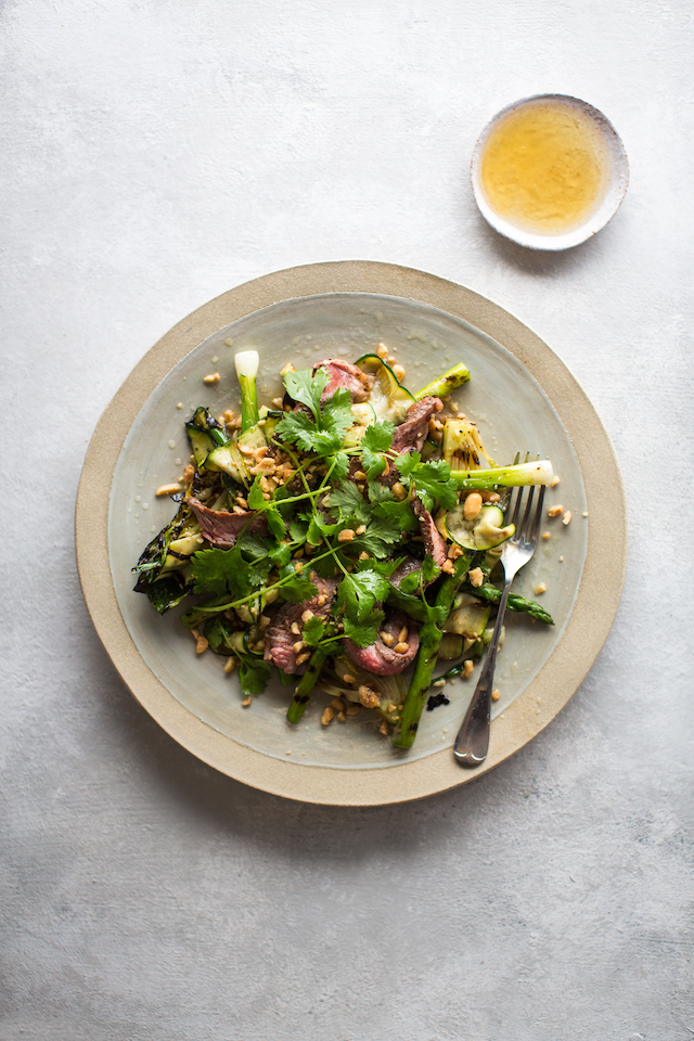 Steak with Blistered Vegetables & Fish Sauce Dressing | DonalSkehan.com