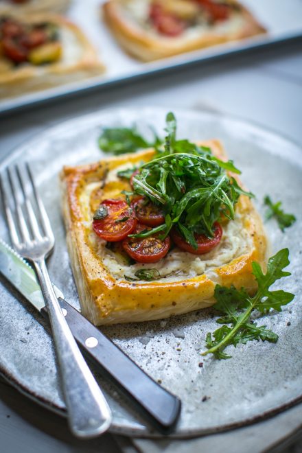 Tomato & Ricotta Puff Pastry Tarts | DonalSkehan.com, Really tasty summer starter. 