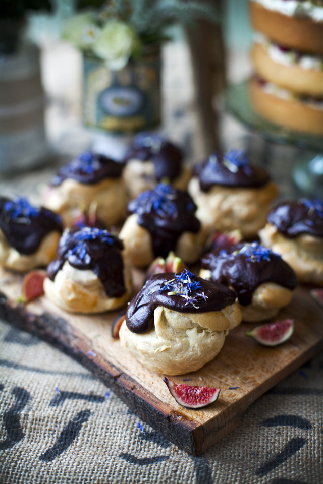 Earl Grey Profiteroles with Dark Chocolate & Tonka Glaze and Honeyed Figs | DonalSkehan.com, A classic pastry with a modern twist. 