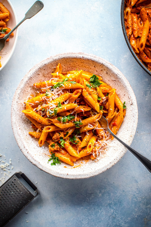 Vodka Penne Pork Ragu | DonalSkehan.com